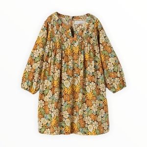 Zara Kids Floral Print Dress Ocher Fall Burnt Orange Size 9